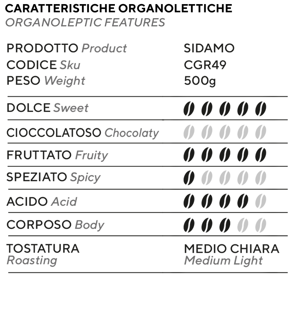 Tabella Caffè in grani Monorigine Sidamo Etiopia